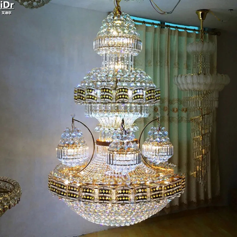 Crystal lamp living room floor luxury penthouse villa headlight lamp hotel engineering lamp factory outlets Chandeliers Lmy-022