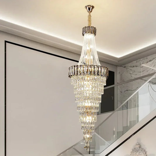 Crystal staircase chandelier simple penthouse living room light luxury villa duplex hall crystal chandelier