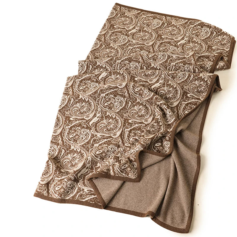 Custom Knitted Cashmere Blankets & Throws Luxury Bed Skin Friendly Jacquard Winter Travel Home Thermal Blanket