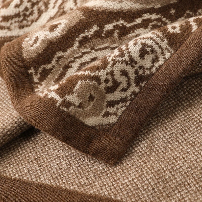 Custom Knitted Cashmere Blankets & Throws Luxury Bed Skin Friendly Jacquard Winter Travel Home Thermal Blanket