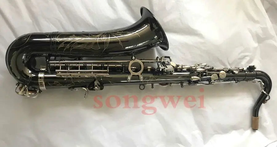 Customize Professional C Melody Saxophone Nickel key Black nickel body Free Neck +case