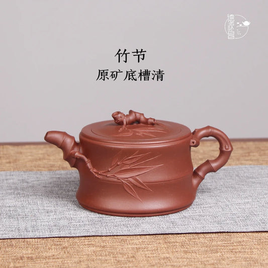 |DE chang, yixing recommended pure manual undressed ore qing bamboo pot of of bottom chamfer Song Hongwei half handmade