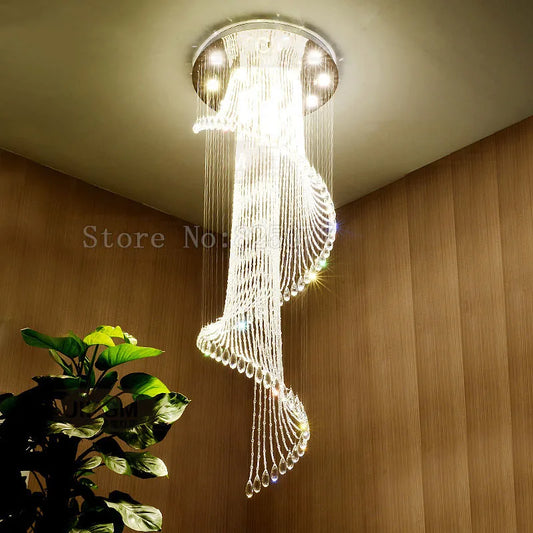 DHL Modern hotel crystal chandeliers Dia800*H2600mm villa duplex stairs hall led light hotel crystal chandeliers JF1300