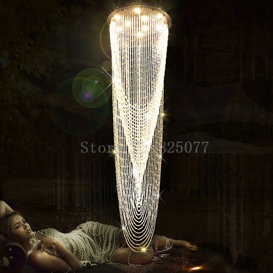 DHL Super hotel led crystal chandeliers Dia800*H2800mm villa duplex stairs hall light hotel crystal chandeliers JF1301