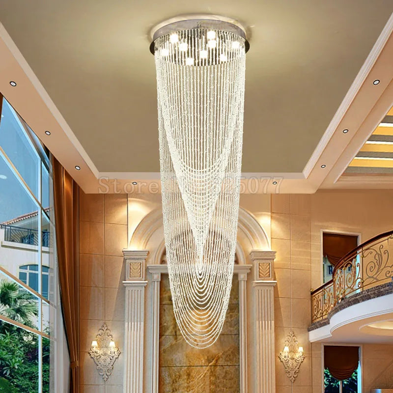 DHL Super hotel led crystal chandeliers Dia800*H2800mm villa duplex stairs hall light hotel crystal chandeliers JF1301