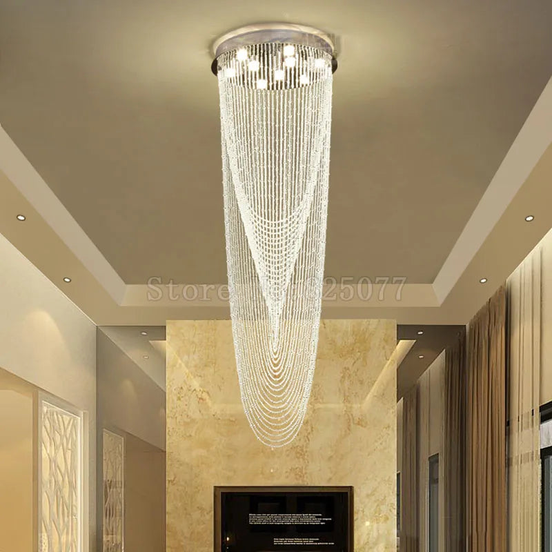 DHL Super hotel led crystal chandeliers Dia800*H2800mm villa duplex stairs hall light hotel crystal chandeliers JF1301