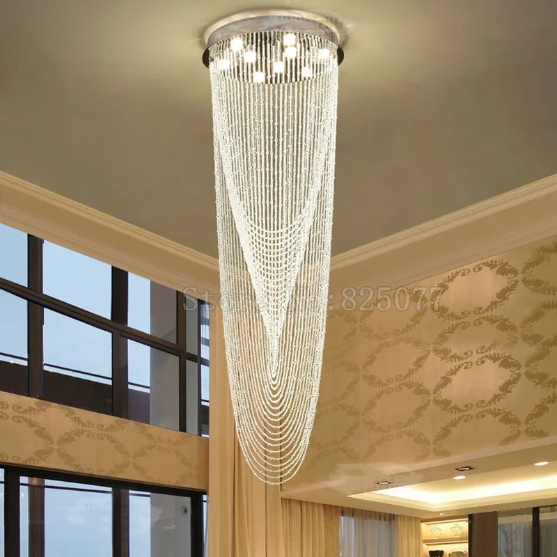 DHL Super hotel led crystal chandeliers Dia800*H2800mm villa duplex stairs hall light hotel crystal chandeliers JF1301