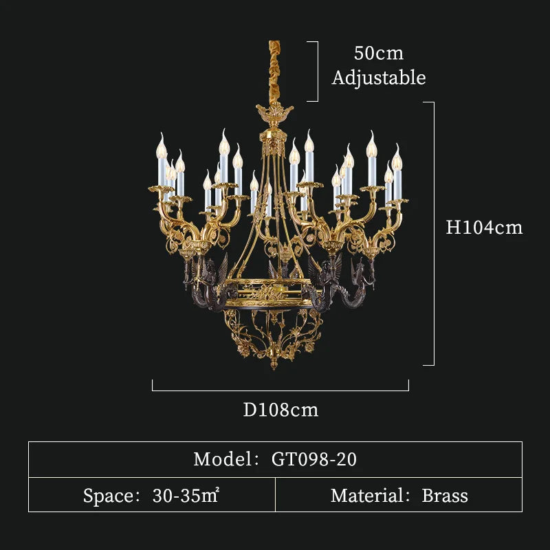 DINGFAN European Style All Copper Chandelier Hotel Restaurant Banquet Hall Lobby Villa Living Room Decorative Pendent Light