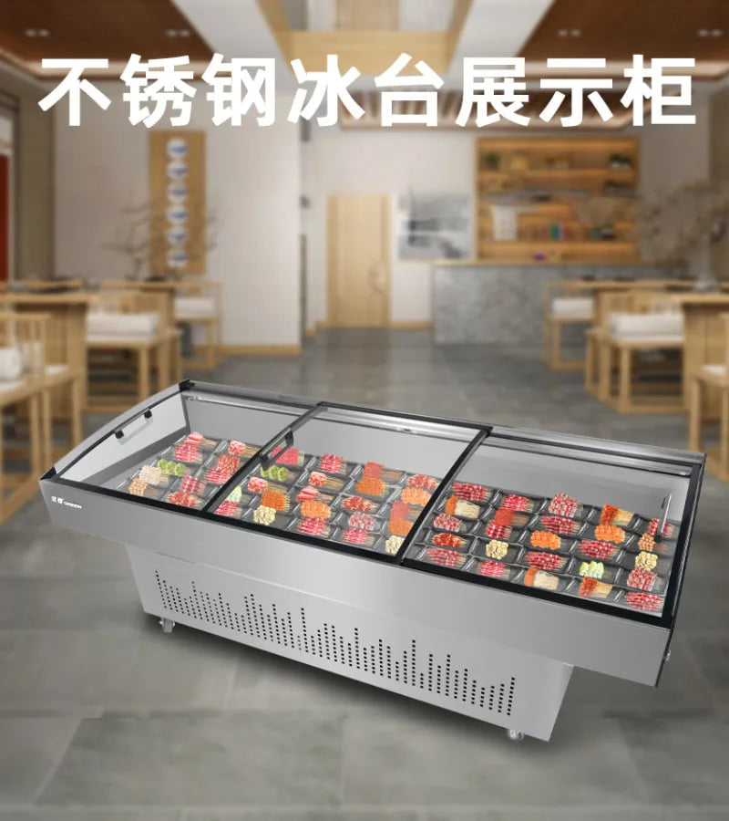 Dish display cabinet, refrigerated commercial restaurant, open order cabinet, cold fresh meat preservation cabinet, barbecue ske