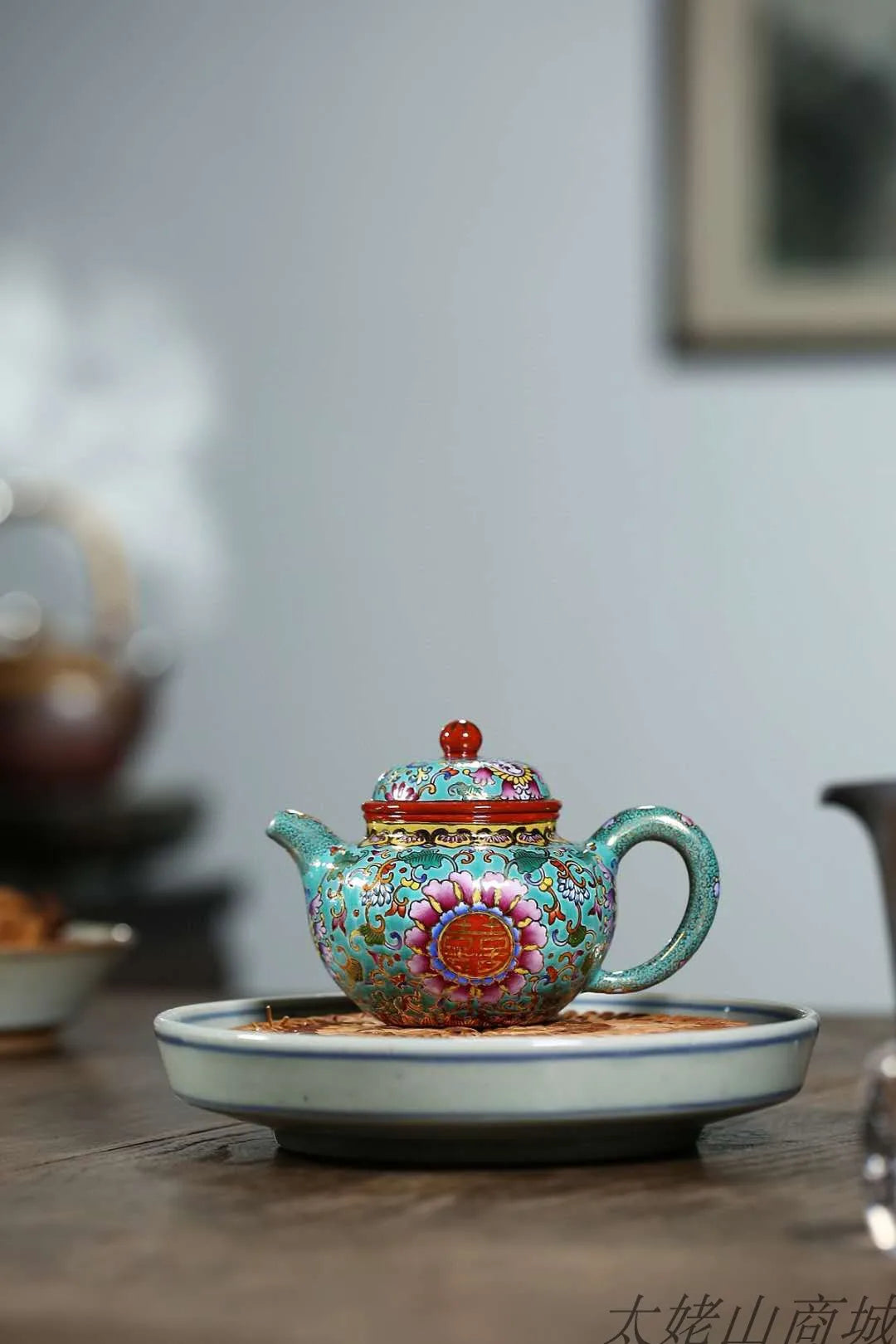 Duo ball pot of run of mine ore dahongpao capacity 240 c QiZhiJun pure manual coloured drawing or pattern tea sets