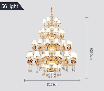 Duplex Building Large Chandelier Modern Villa Living Room Jade Chandelier Light Hotel Lobby Stair Long Gold Crystal Lamp Nordic