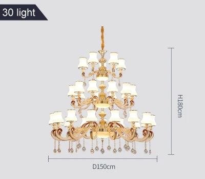 Duplex Building Large Chandelier Modern Villa Living Room Jade Chandelier Light Hotel Lobby Stair Long Gold Crystal Lamp Nordic