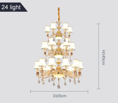 Duplex Building Large Chandelier Modern Villa Living Room Jade Chandelier Light Hotel Lobby Stair Long Gold Crystal Lamp Nordic