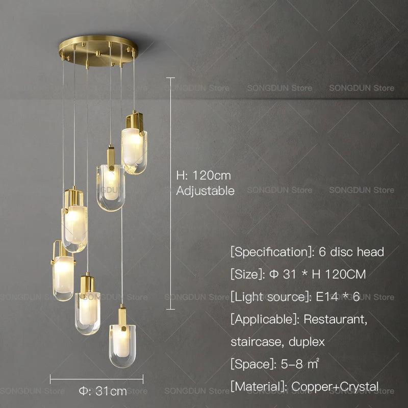 Duplex Villa Staircase Lamp Long Chandelier Crystal Light Loft Apartment Light Luxury Living Room Chandelier Stair Chandelier