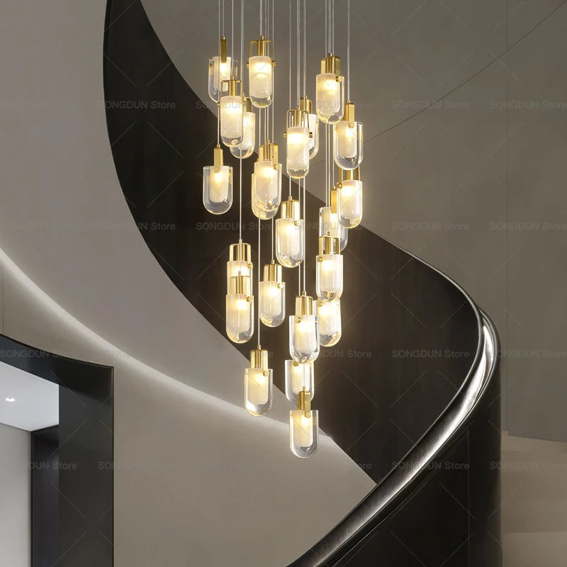 Duplex Villa Staircase Lamp Long Chandelier Crystal Light Loft Apartment Light Luxury Living Room Chandelier Stair Chandelier