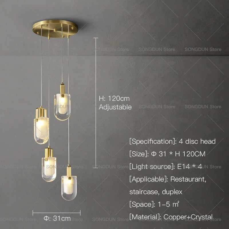 Duplex Villa Staircase Lamp Long Chandelier Crystal Light Loft Apartment Light Luxury Living Room Chandelier Stair Chandelier