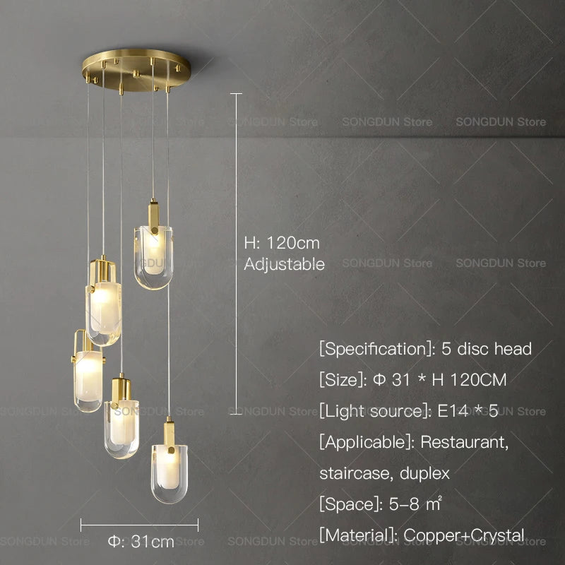 Duplex Villa Staircase Lamp Long Chandelier Crystal Light Loft Apartment Light Luxury Living Room Chandelier Stair Chandelier