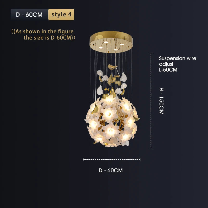 Duplex light luxury crystal lamp copper high-end living room chandelie lamp villa staircase lamp restaurant lamp design art lamp