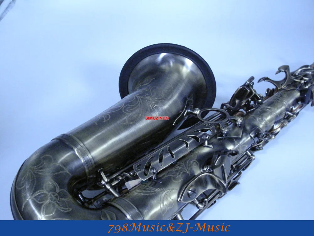 Eb Alto Saxophone Antique Surface High F# With-White Pearl Buttons FREE LORICO ACCESSORY