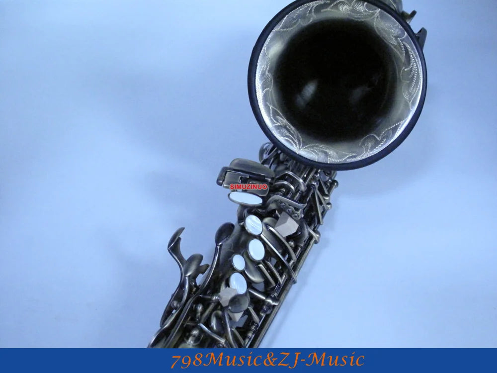 Eb Alto Saxophone Antique Surface High F# With-White Pearl Buttons FREE LORICO ACCESSORY