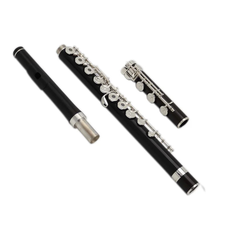 Ebony Flute Open Hole Silver Plated French Keys Grenadilla Wood Body w/ Case