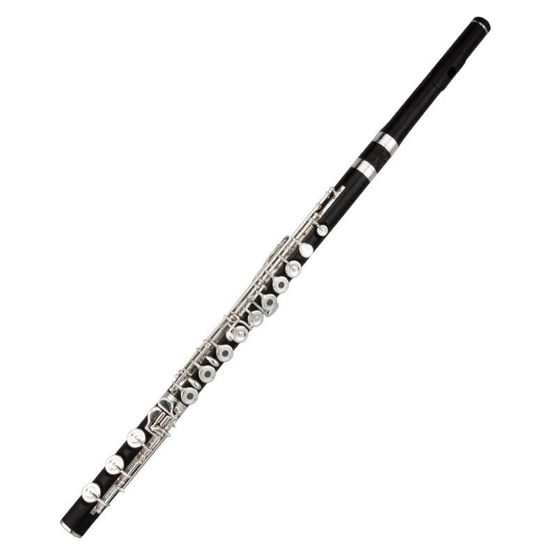 Ebony flute 874W 17 holes flute open hole silver plated and key grenadilla wood professional flute