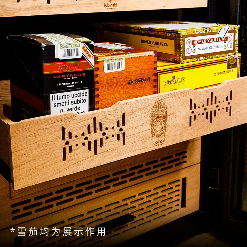 Electric Cigar Humidor Large Capacity Cedar Wood Cigar Humidor Cabinet Wine Tea Cooler Refrigerator Control Temperature Humidity