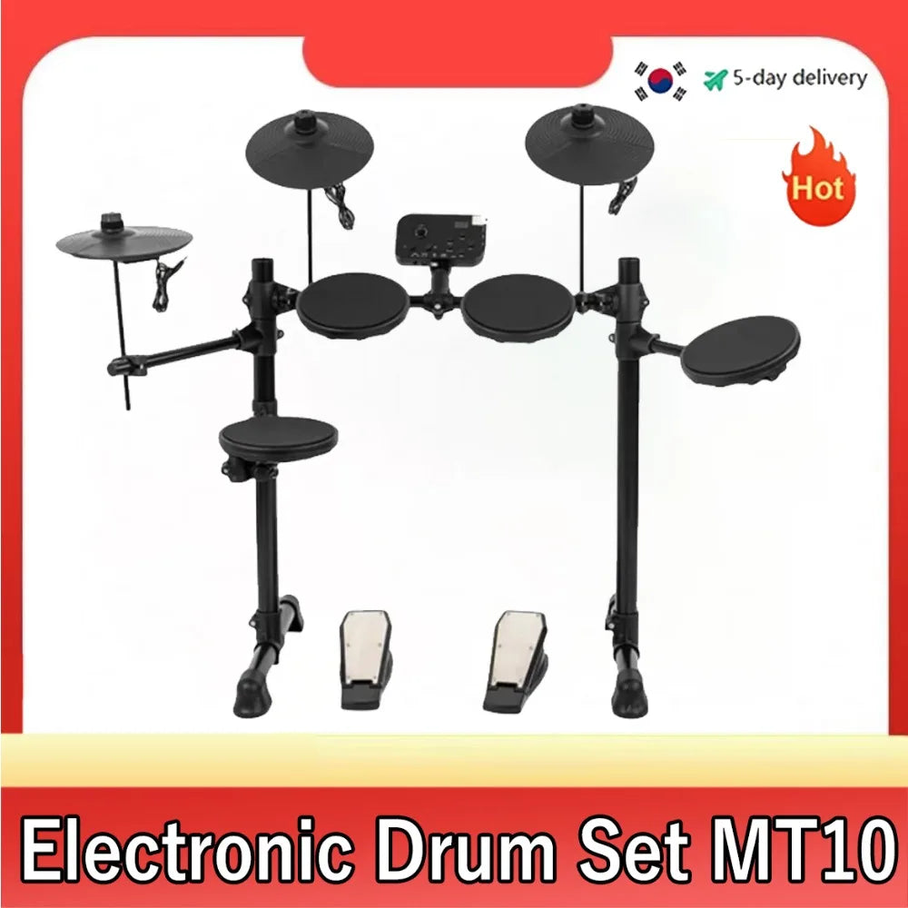 Electronic musical instruments Electronic Drum Set MT10 Convenient 5-drum, 3-cymbal all-silicone Electronic Drum Kit 180 tones USB, MIDI, Headphone Interface.