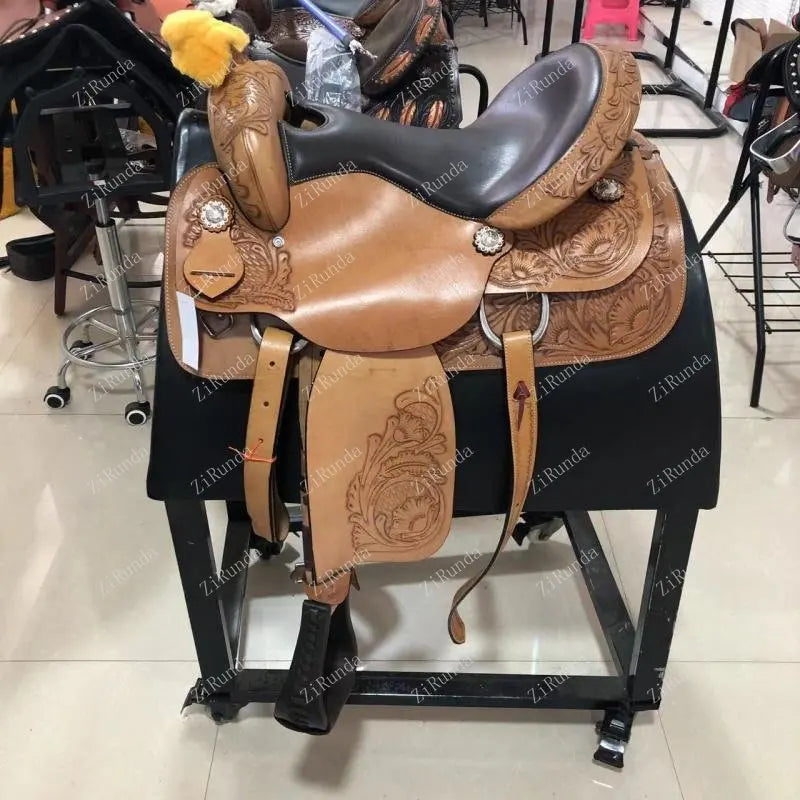 Equestrian Supplies Horse Harness Imported Pure Cowhide Knight Riding Western Saddle Riding Equipment