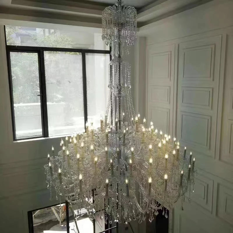 European Crystal Chandelier Luxury Villa Living Room Light Modern LED Candle Duplex House Hotel Clubhouse Classic Elegant Design