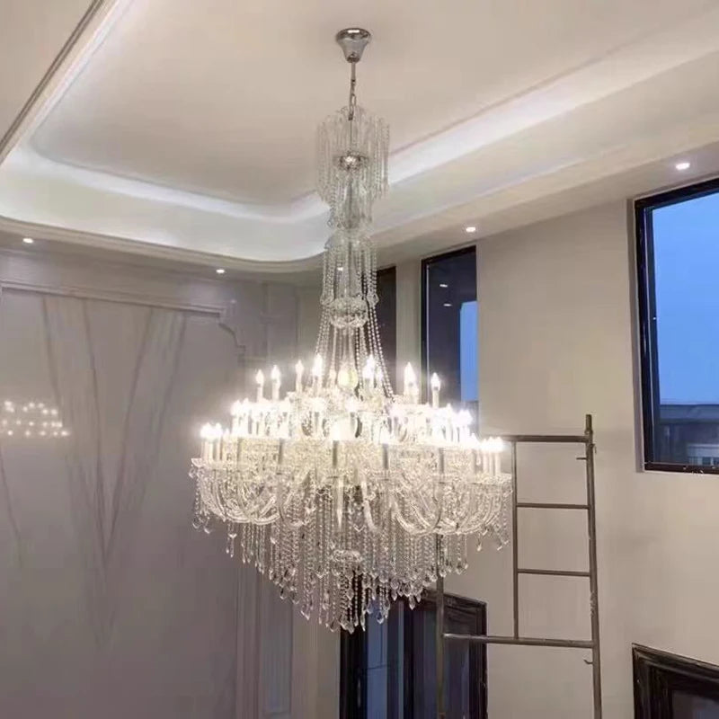 European Crystal Chandelier Luxury Villa Living Room Light Modern LED Candle Duplex House Hotel Clubhouse Classic Elegant Design