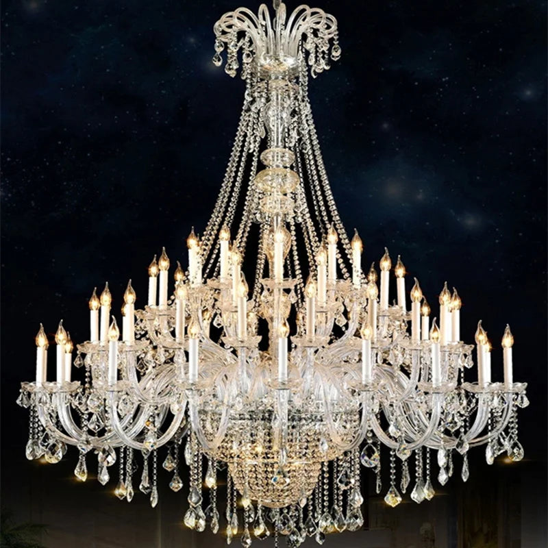 European Crystal Chandelier Luxury Villa Living Room Light Modern LED Candle Duplex House Hotel Clubhouse Classic Elegant Design