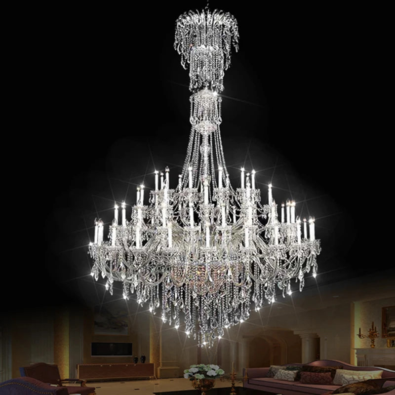 European Luxury Crystal Chandeliers Atmosphere Living Room Lighting Candle Restaurant LED Staircase Lamp Hotel Villa Lights