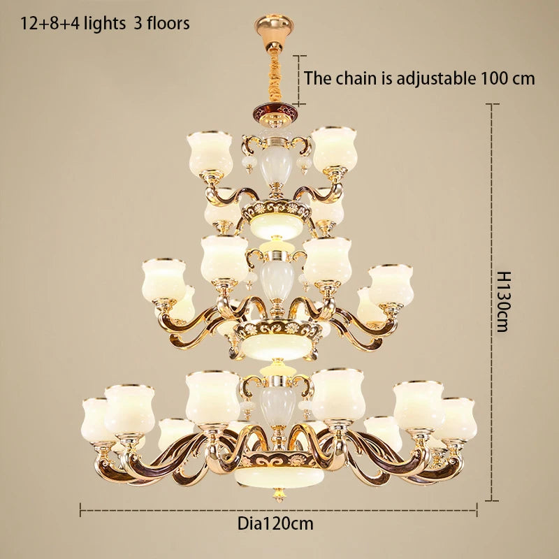 European Style Building Chandelier Villa Living Room Large Chandelier Building Middle Floor Lamp  Long Chandelier Stair Light