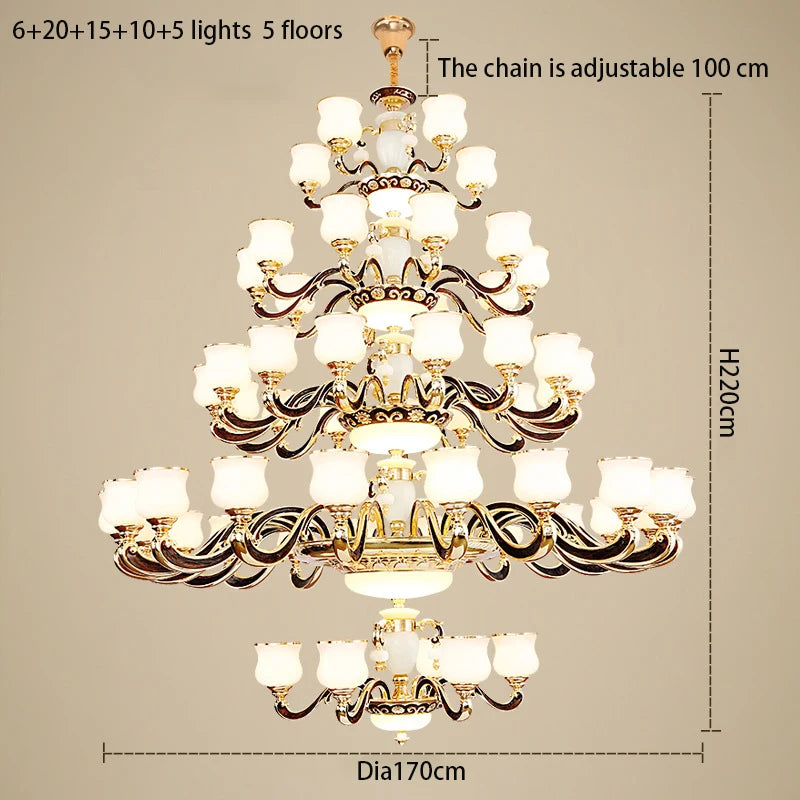 European Style Building Chandelier Villa Living Room Large Chandelier Building Middle Floor Lamp  Long Chandelier Stair Light