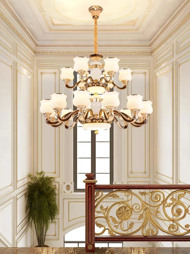 European Style Building Chandelier Villa Living Room Large Chandelier Building Middle Floor Lamp  Long Chandelier Stair Light