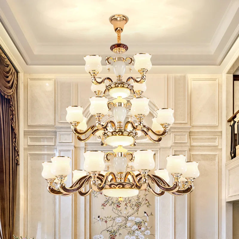 European Style Building Chandelier Villa Living Room Large Chandelier Building Middle Floor Lamp  Long Chandelier Stair Light