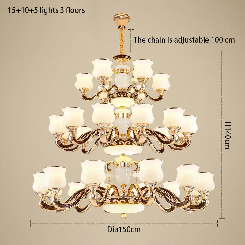 European Style Building Chandelier Villa Living Room Large Chandelier Building Middle Floor Lamp  Long Chandelier Stair Light