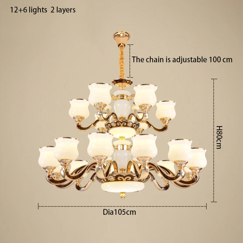 European Style Building Chandelier Villa Living Room Large Chandelier Building Middle Floor Lamp  Long Chandelier Stair Light