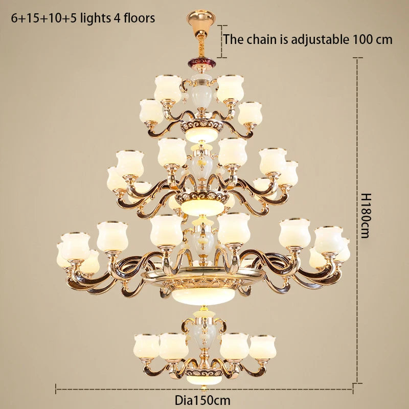 European Style Building Chandelier Villa Living Room Large Chandelier Building Middle Floor Lamp  Long Chandelier Stair Light