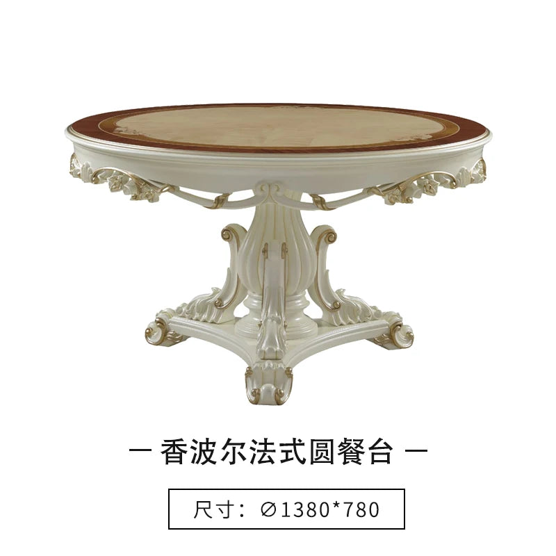 European dining table and chairs, living room dining table combination, high-end luxury round table home