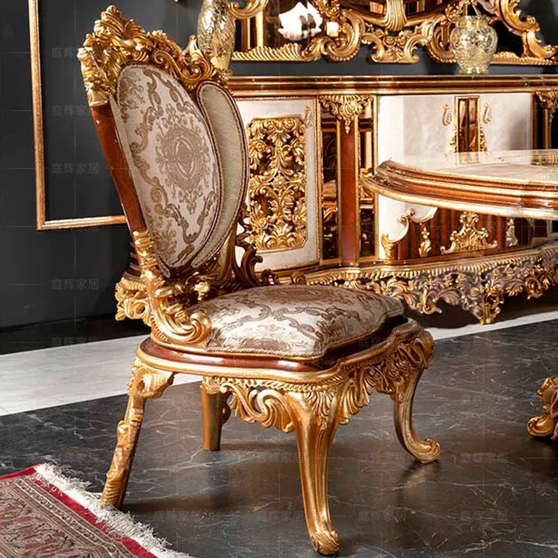 European solid wood hand-carved table long  French court luxury art dining chair restaurant furniture customization