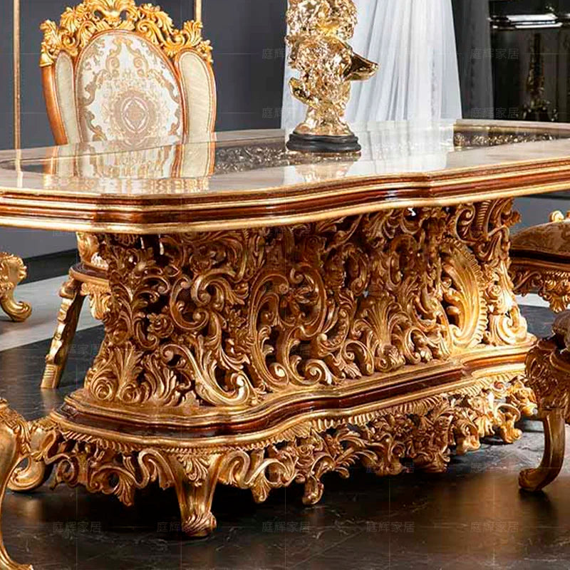 European solid wood hand-carved table long  French court luxury art dining chair restaurant furniture customization