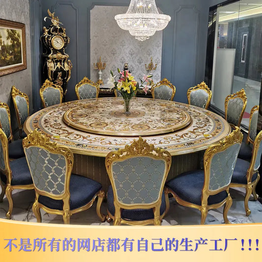 European style dining table and chair combination French luxury villa solid wood restaurant furniture customization