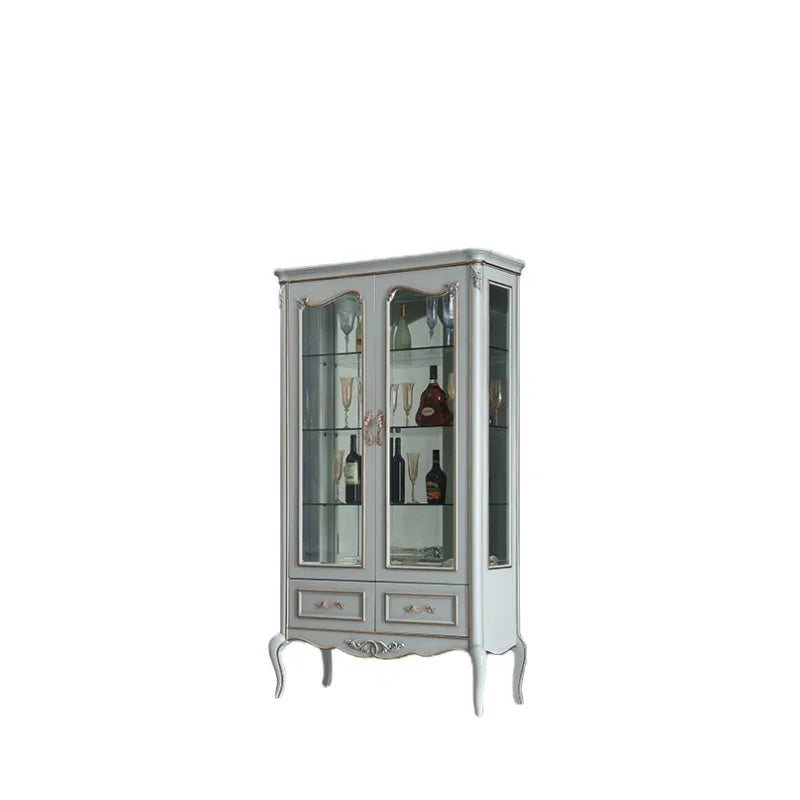 European style double door carved 1-meter wine cabinet, living room glass storage cabinet, floor cabinet