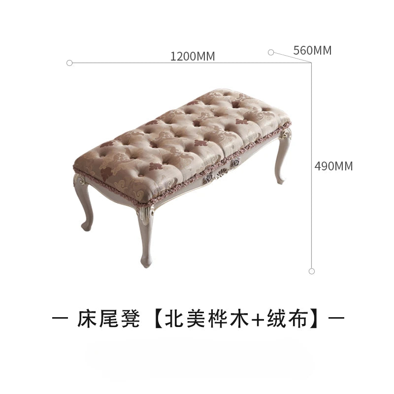 European style retro princess bed high-end pink solid wood soft bag buckle bed