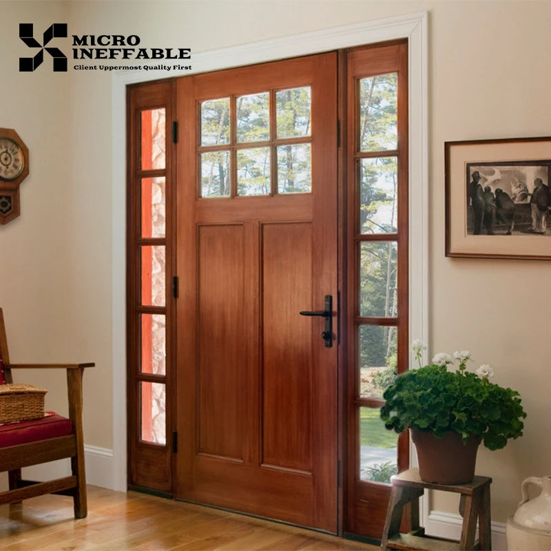 Exterior Front Entry Teak Wood Doors Customized Design Wood Main Front Entry Doors For Sale