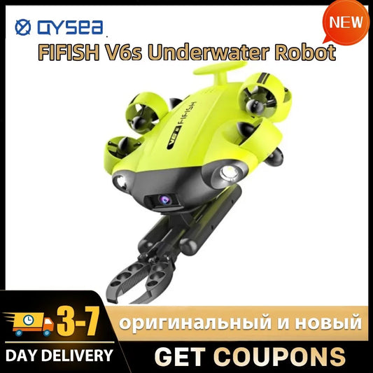 FIFISH V6s 2.0 Diving Robot Underwater Drone 4K UHD Camera 100m Cable Spool Rescue Arm Salvage Intelligent Robots
