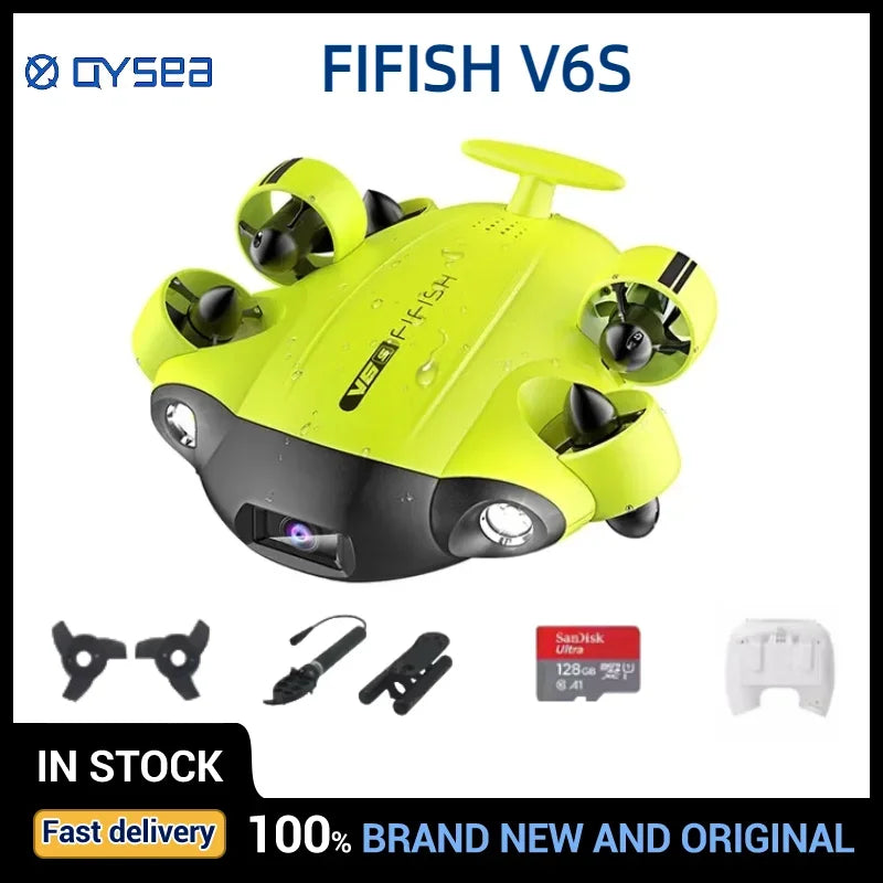 FIFISH V6s 2.0 Diving Robot Underwater Drone 4K UHD Camera 100m Cable Spool Rescue Arm Salvage Intelligent Robots