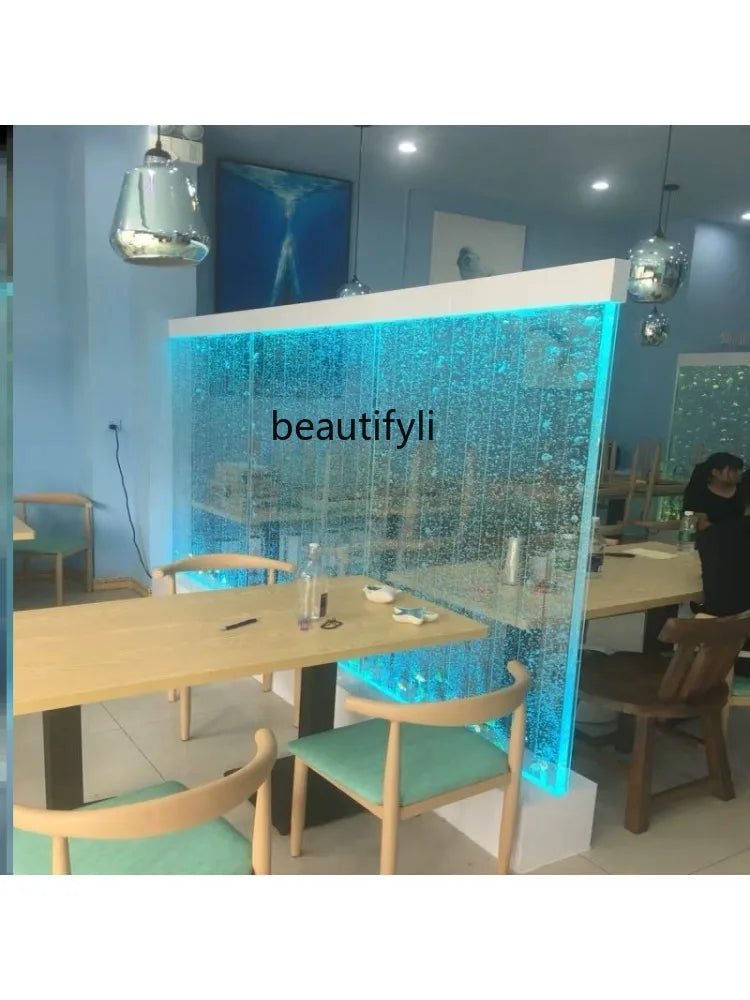 Floor Background Living Room and Hotel Decoration Creative Aquarium Wine Cabinet Villa  Acrylic Water Curtain Wall Decoration